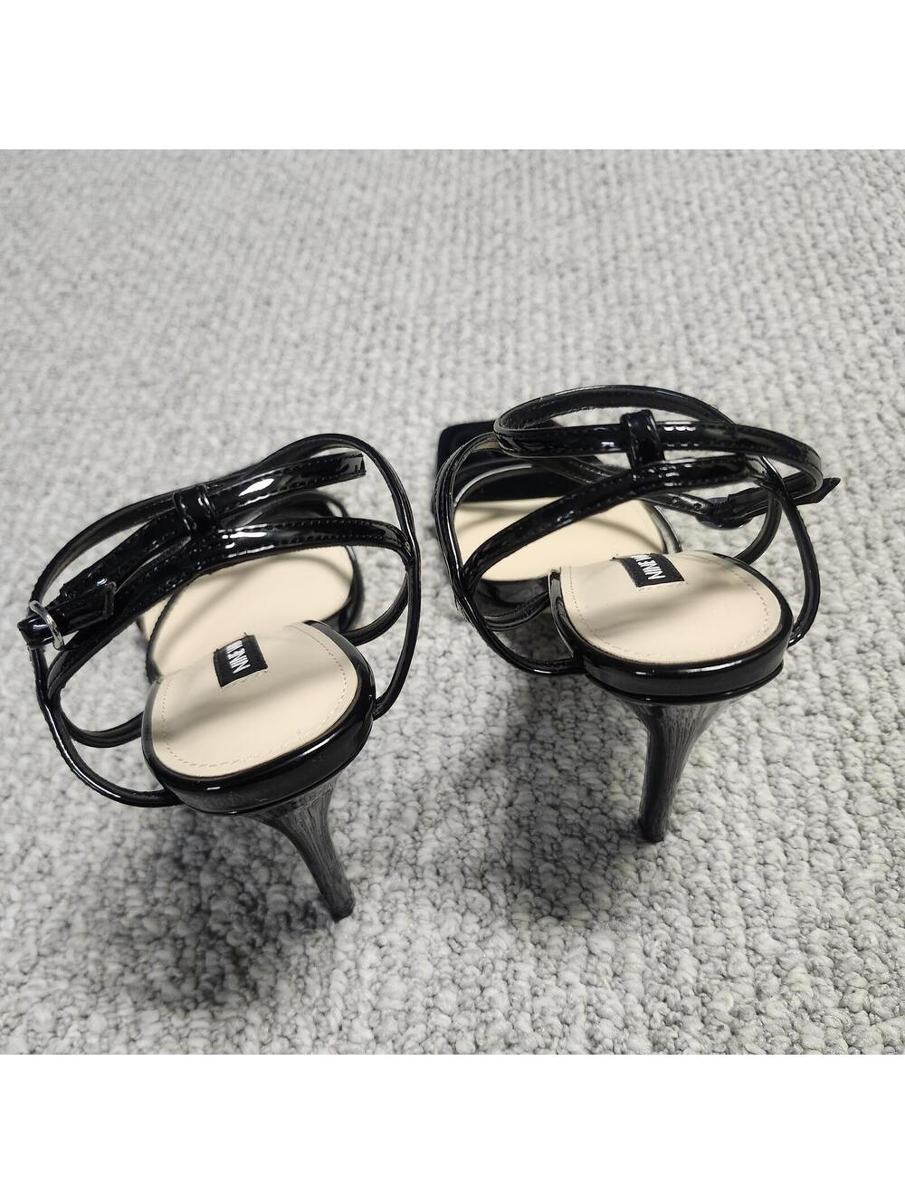 Nine West Black Strappy Heeled Sandals Square Toe Size 8 New - Picture 6 of 9